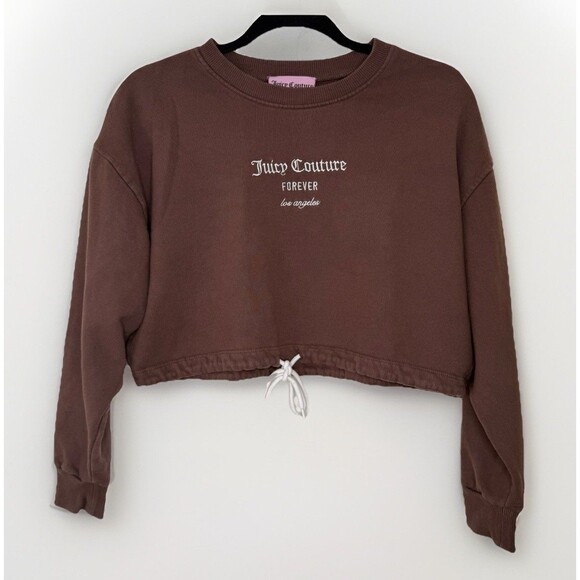 Juicy Couture Forever 21 Graphic Cropped Sweatshirt Brown Women's Small Crewneck - Picture 1 of 12